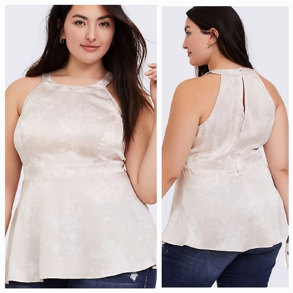 torrid Tops - Torrid top blush ivory rose traditional sleeveless peplum tunic tank top size 5X